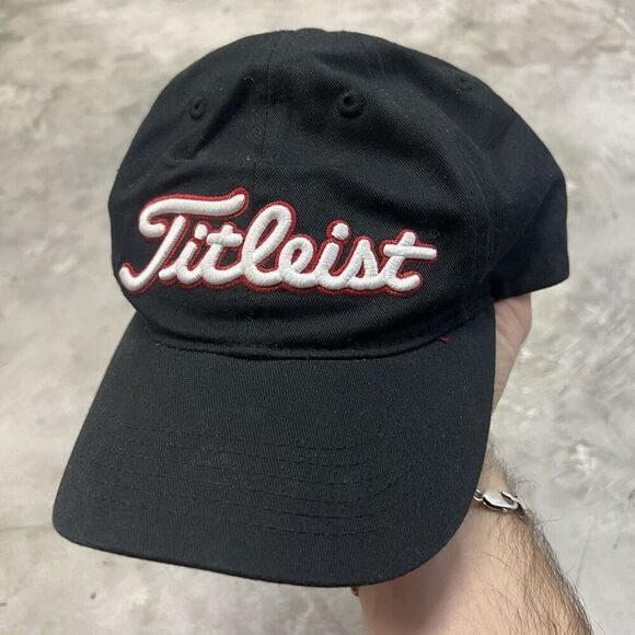 Titleist Strapback Hat Adjustable Red Script Outdoor Cap Golf Patch - Picture 1 of 7